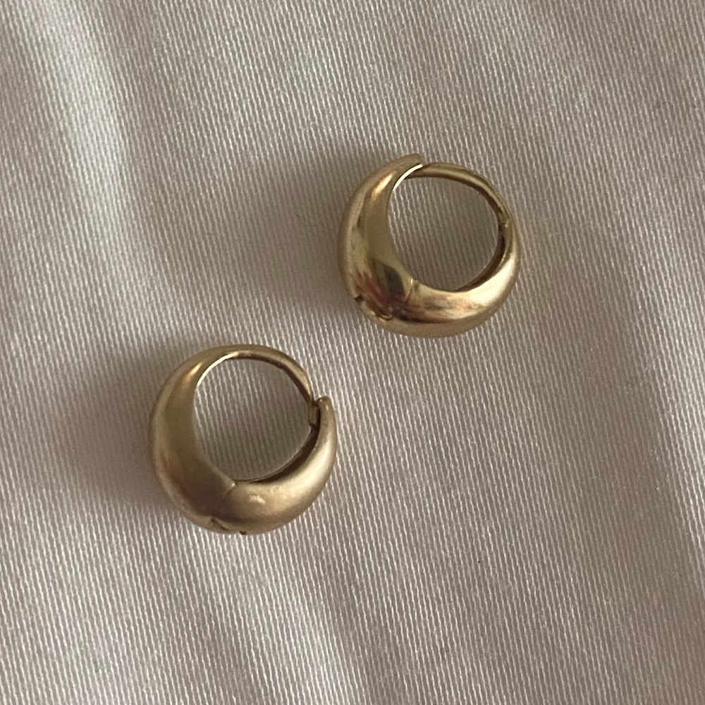 PAIR Solid 14K Gold huggies teeny tiny
